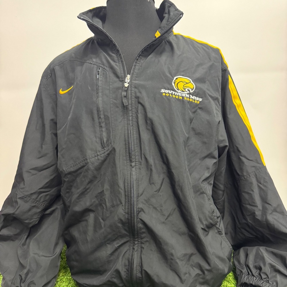 Nike Windbreaker Jacket Mens Medium Black Southern Miss Golden‎ Eagles Good